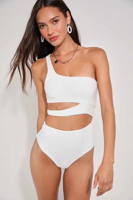 Sunshine Glow White Cutout One-Piece Swimsuit | Lulus