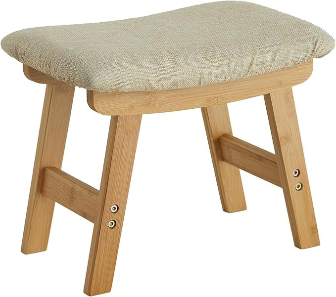 Foot Stool Ottoman Foot Rest Under Desk,Small Stool for Living Room, Bedroom and Kitchen (Natural... | Amazon (US)