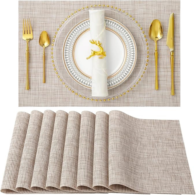 SENDAY Placemats, Set of 8 Heat-Resistant Placemats Stain Resistant Anti-Skid Placemats for Kitch... | Amazon (US)