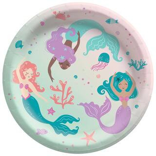 8.5" Pink & Blue Mermaid Paper Plates, 8ct. By Amscan | Michaels® | Michaels Stores