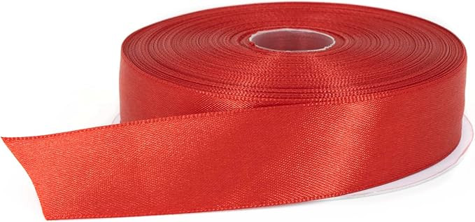 Red Satin Ribbon - 1 inch x 50 Yards, Double Face Solid Color, Thick and Durable Ribbon Roll for ... | Amazon (US)