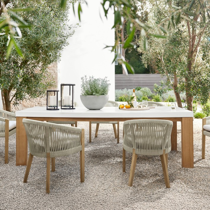 Larnaca Outdoor Teak Fiberstone Dining Table (96"-108") | Williams-Sonoma
