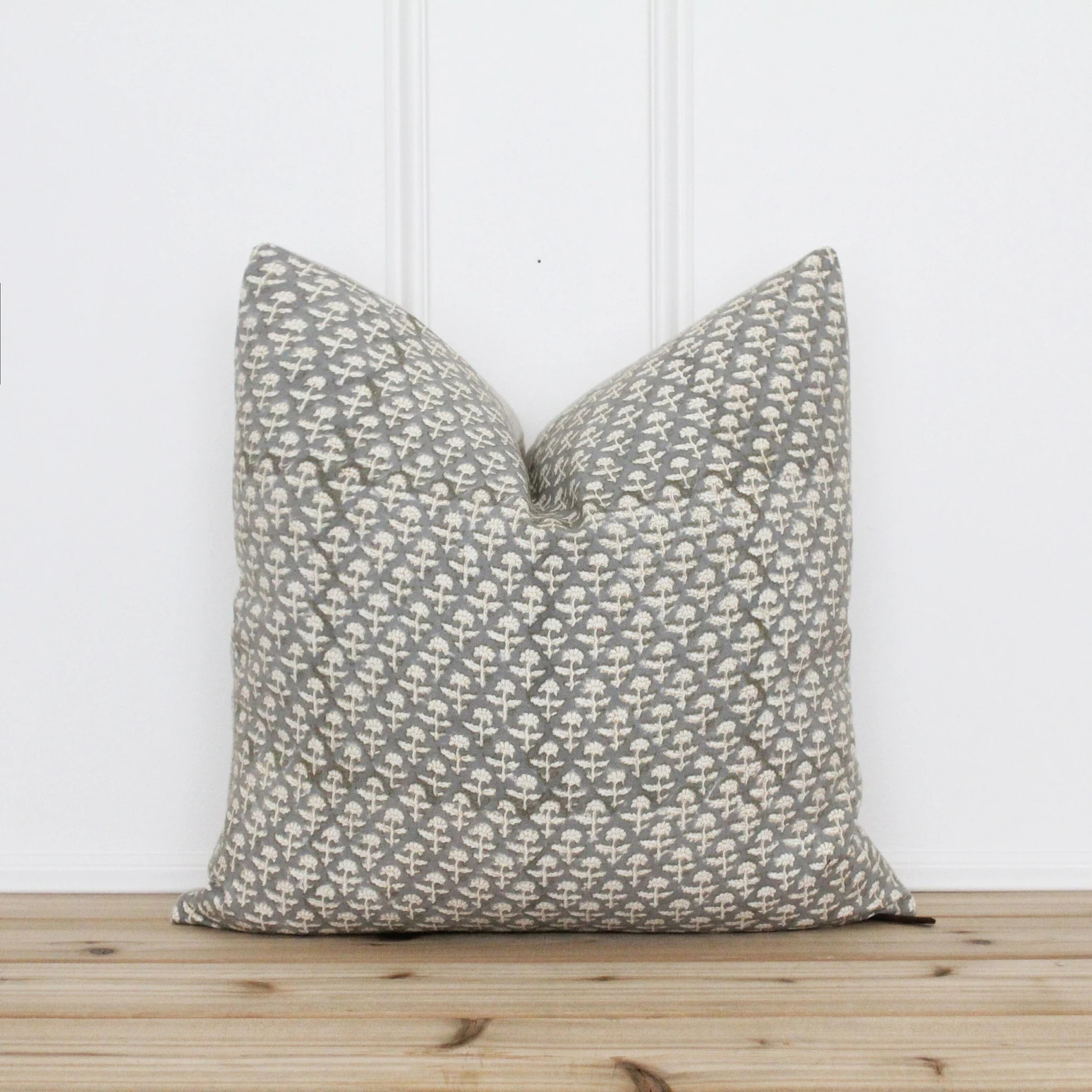 Gray Floral Hand Block Printed Pillow Cover Indian Block Print Pillow Cover Fall Designer Pillow ... | Etsy (US)