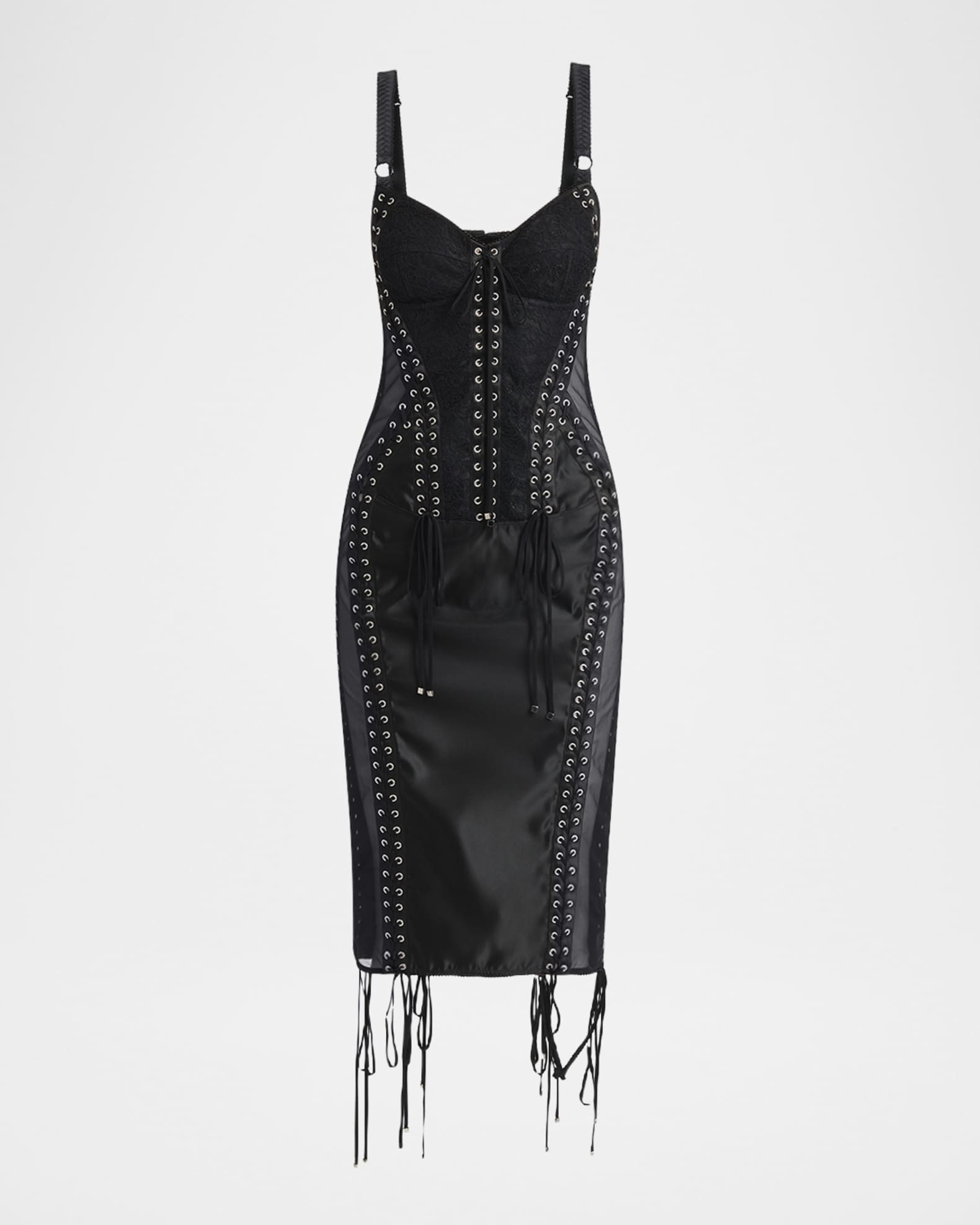 Dolce&Gabbana Flucq Lace-Up Midi Bustier Dress | Neiman Marcus