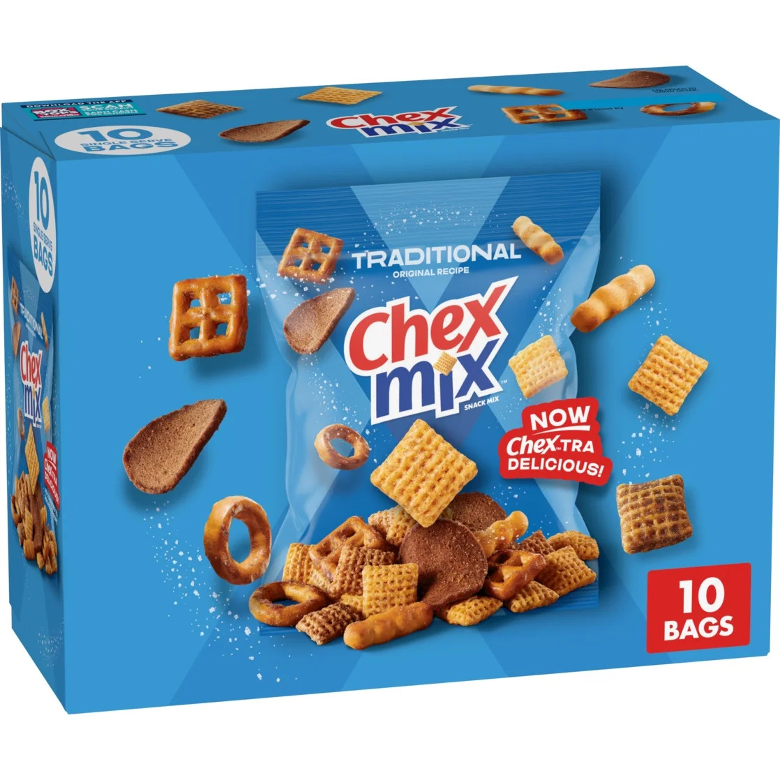 Chex Mix Snack Mix, Traditional Original Recipe, Multipack Snack Bags, 10 Count, 17.5 oz | Walmart (US)