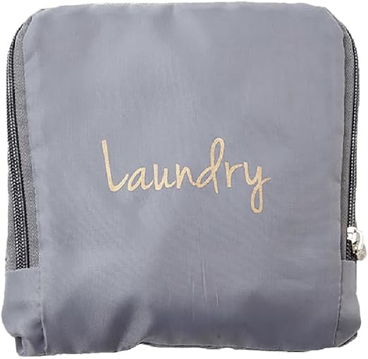 Miamica Foldable Travel Laundry Bag, Grey & Gold – Measures 21” x 22” When Fully Opened –... | Amazon (US)