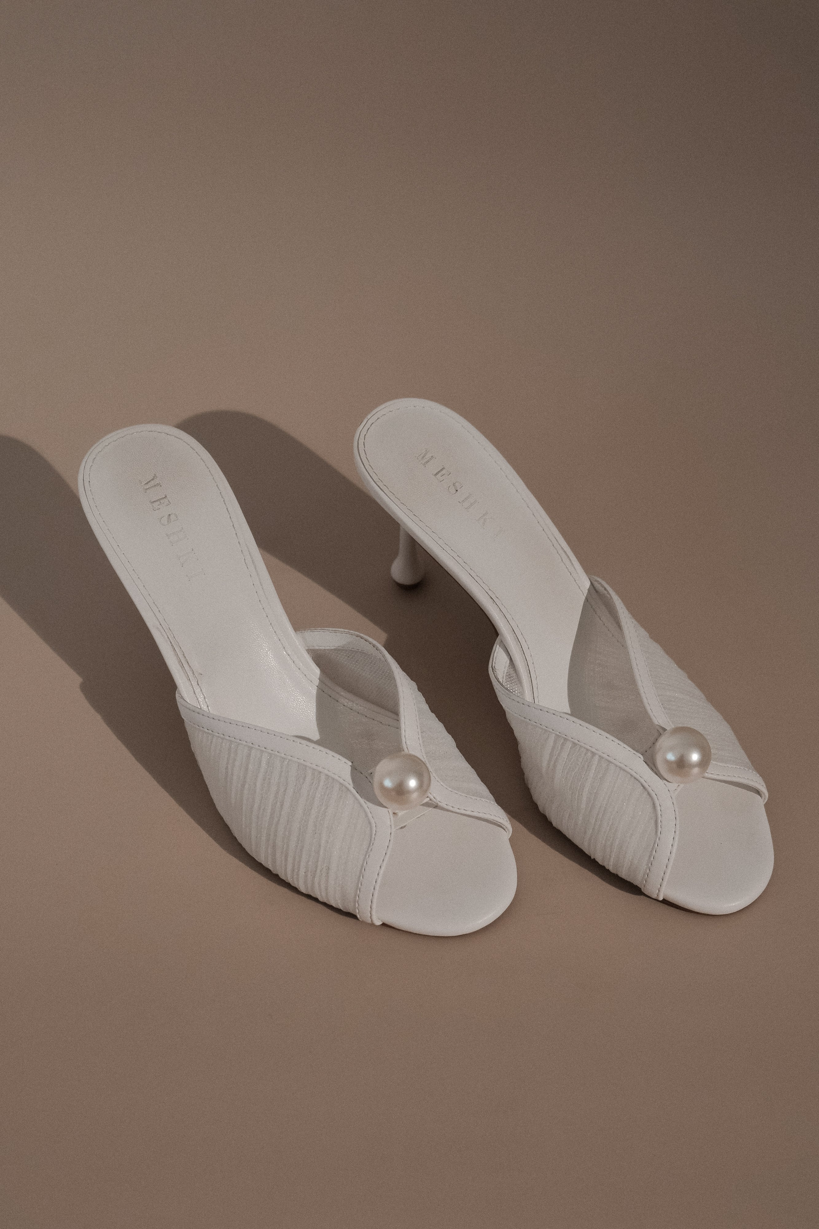 Reena Pearl Mesh Mule - Ivory | MESHKI US