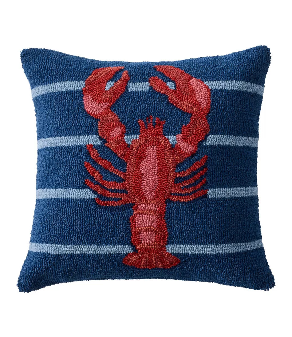 Indoor/Outdoor Hooked Pillow, 18x18 Lobster | L.L. Bean
