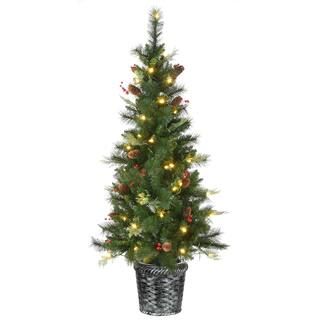 5ft. Buzzard Pine Artificial Christmas Tree in Woven Planter, Warm White LED Lights | Michaels | Michaels Stores