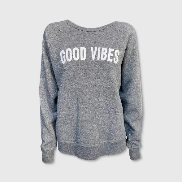 Women's Good Vibes Sweatshirt (Juniors') - Gray | Target