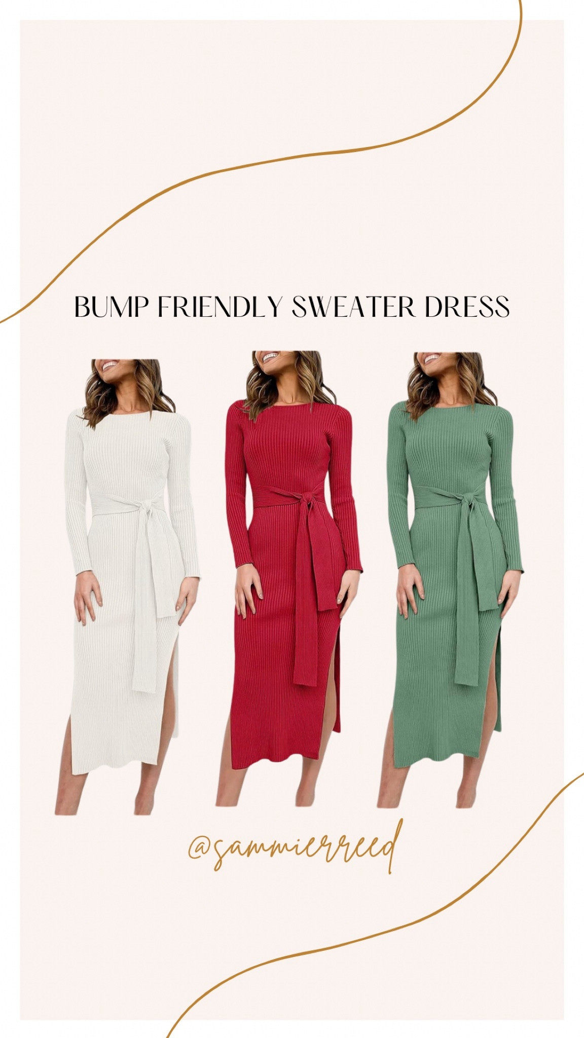 SALE! The cutest bump friendly sweater dress for the holidays is on sale today. I grabbed the white & red for Christmas parties 🎄🎄🎄Just add cute boots & bow earrings 🫶🏼 
.
.
#amazon #sweater #dress #sweaterdress #sale 

#LTKparties #LTKfindsunder50 #LTKHoliday