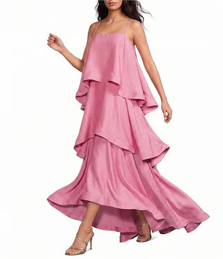Tilly Texture Satin Square Neck Sleeveless Maxi Dress | Dillard's