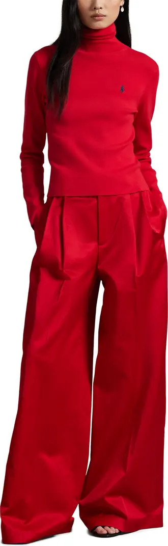 Pleated Satin Wide Leg Pants | Nordstrom