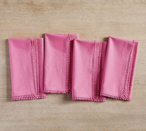 Morgan Lace Trim Organic Cotton Napkins - Set of 4 | Pottery Barn (US)