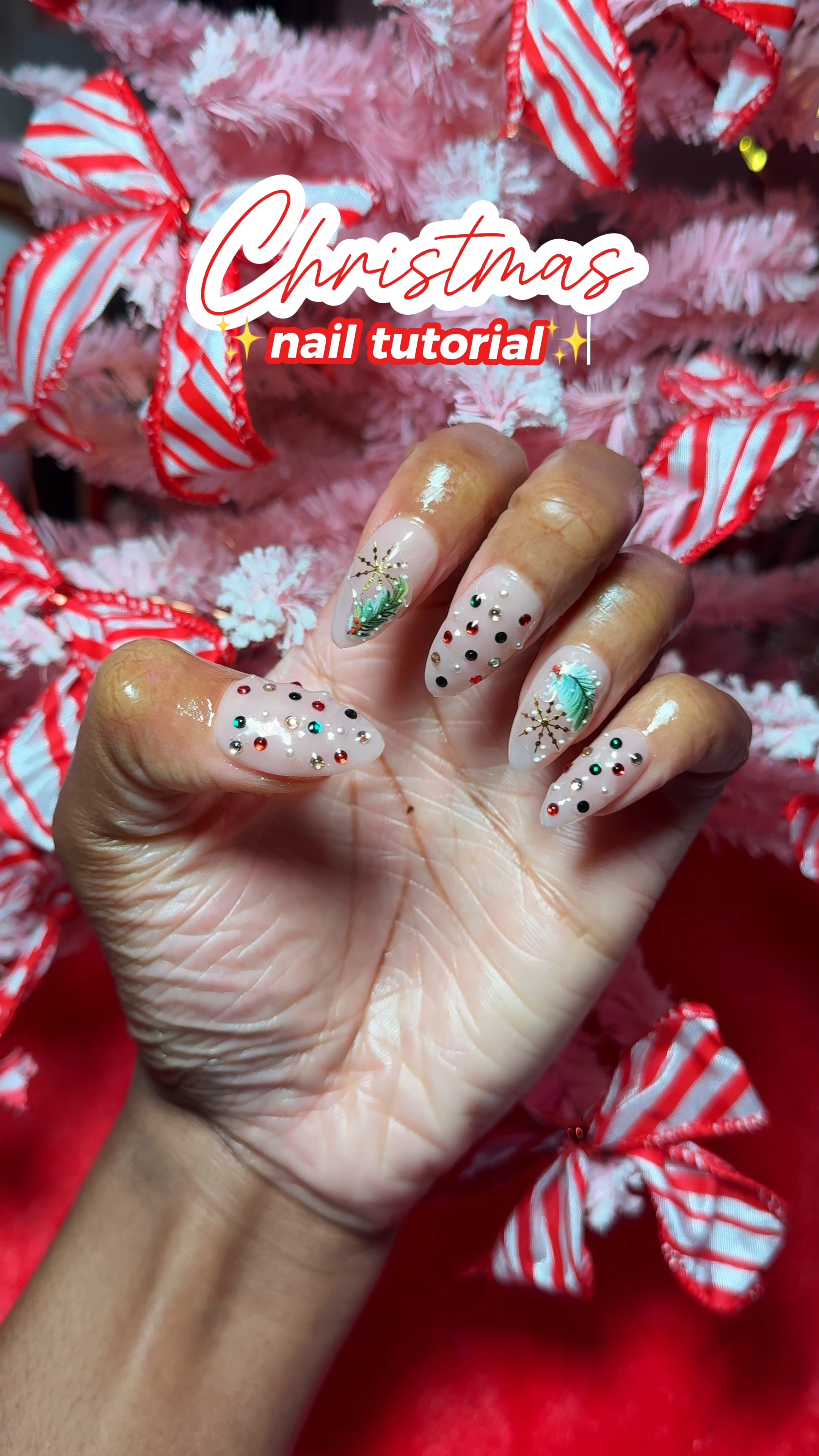 #AD Cute Christmas nails check! 💅🏾🎄😍✨ here’s how I did these glam holiday nails, using the extra thick, medium length, almond shaped nails, gifted to me by Novo Ovo (on Amazon) ❤️.

I really like the extra thick nails by Novo Ovo, because it’s easy to find sizes that fit me and they are pre-etched so they stay on longer. The last time I used some of their extra thick nails, they stayed on for three weeks 🙌🏾😫.

These nails are currently on sale on Amazon for Black Friday!

How I made these holiday press on nails 🎅🏾🦌🎄✨:
1) prep nails by wiping them down with rubbing alcohol
2) apply one coat of Beetles base gel & cure 
3) apply “sunset suede” gel polish by DND gel. I used three coats, and kept each coat then so I could cure it.
4) use rhinestone glue to add tan peals along with red, dark green & gold rhinestones. Cure under nail lamp.
5) add holiday nails stickers to accent nails 🎄✨
6) apply builder gel & cure
7) apply top coat & cure
8) wipe nails down with rubbing alcohol to remove inhibition layer
8) glue nails on using beauty secrets “drip & clog proof nail glue" from Sally Beauty.


#LTKCyberWeek #LTKBeauty #LTKHoliday