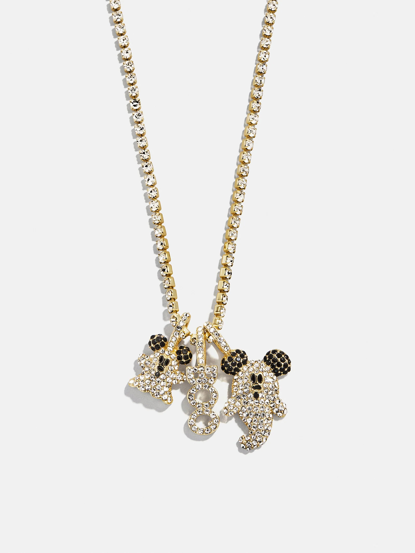 Disney Mickey Mouse Ghost Charm Necklace - Gold/Pavé | BaubleBar