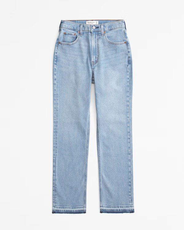 Women's Curve Love Ultra High Rise Ankle Straight Jean | Women's Bottoms | Abercrombie.com | Abercrombie & Fitch (US)