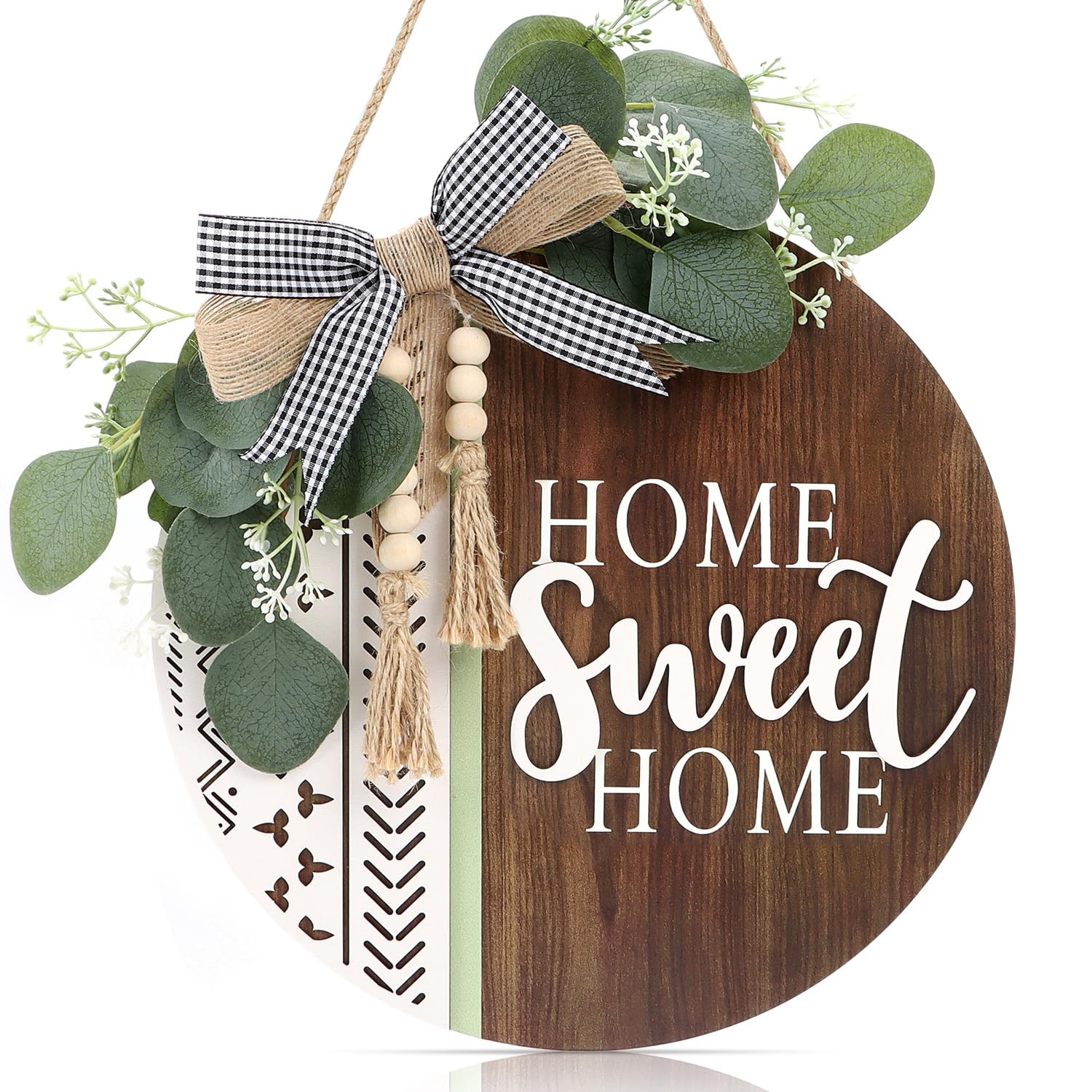 3D Welcome Front Door Wreath Porch Decor, Wooden Home Sweet Home Boho Outdoor Sign Hanging, Farmh... | Amazon (US)