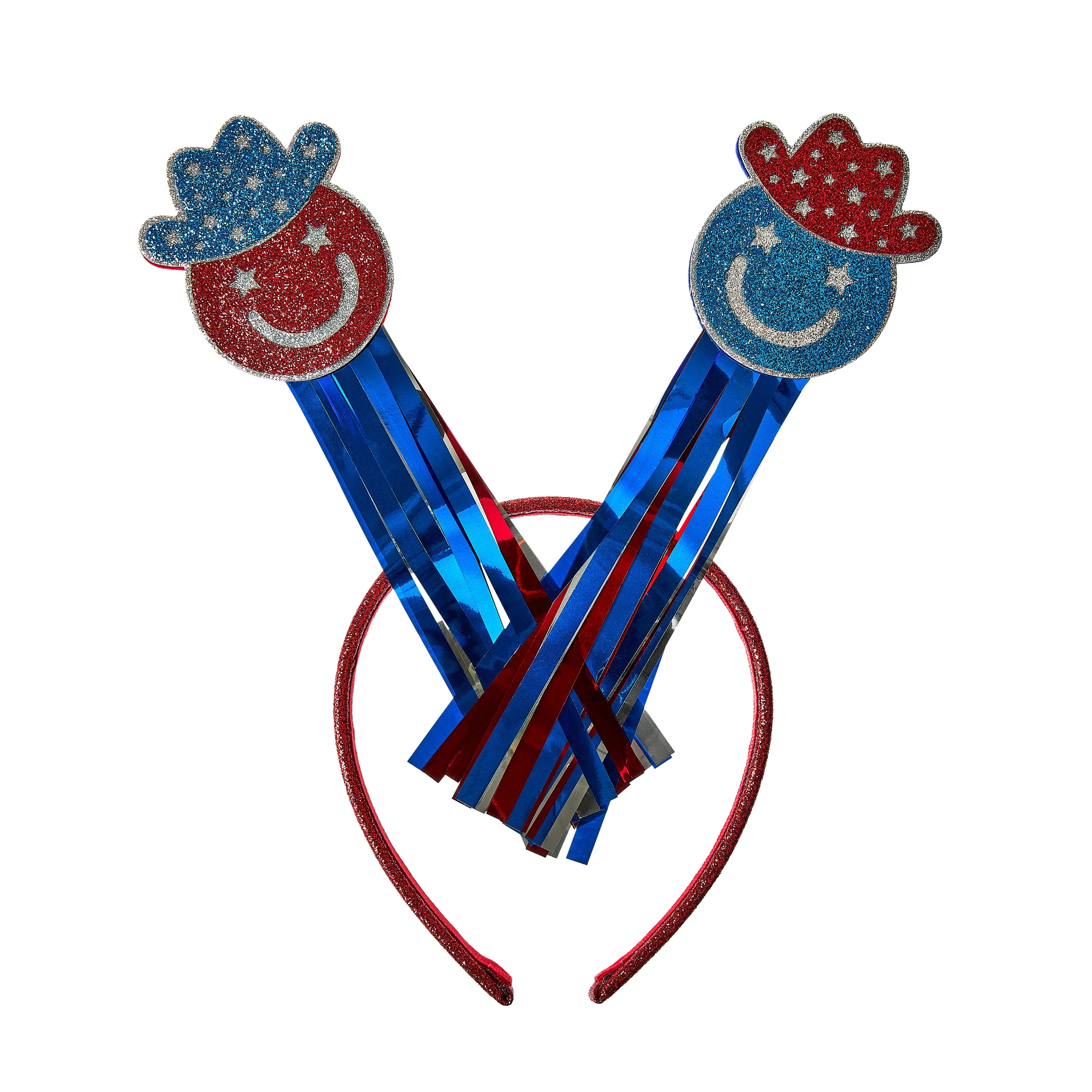 Way to Celebrate Patriotic Red, White & Blue Smiley Face Headband, All Ages | Walmart (US)