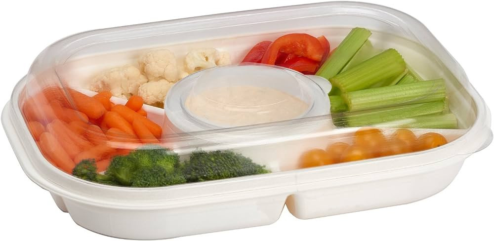 Divided Serving Tray With Lid - Includes 6 Compartments for Party Platter, Snackle Box Container,... | Amazon (US)