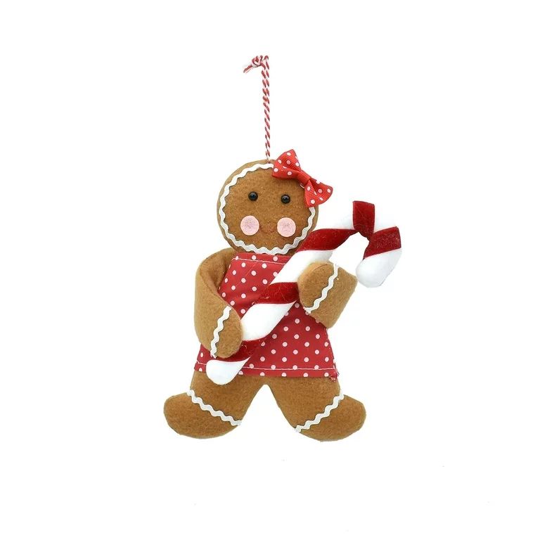Polyester Red and White Gingerbread Man Christmas Ornament, 0.02lb, by Holiday Time | Walmart (US)