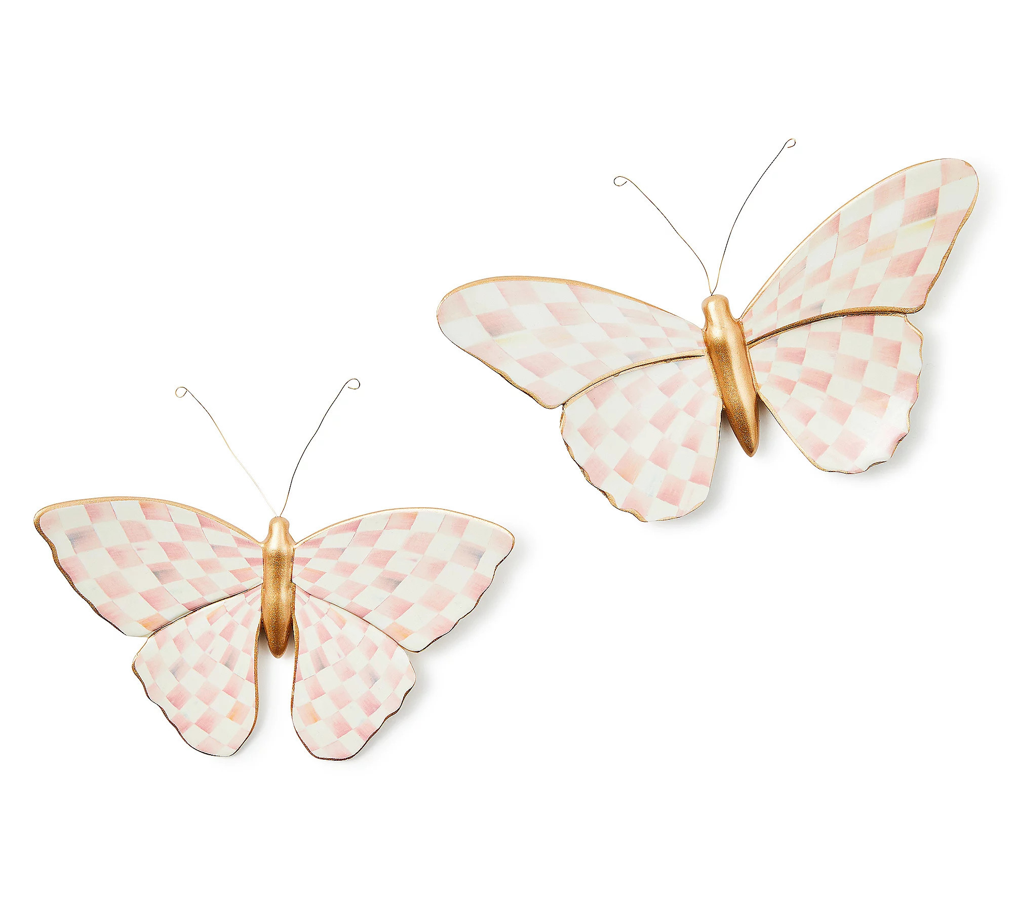 MacKenzie-Childs Rosy Check Wall Decor Butterfly Duo | QVC