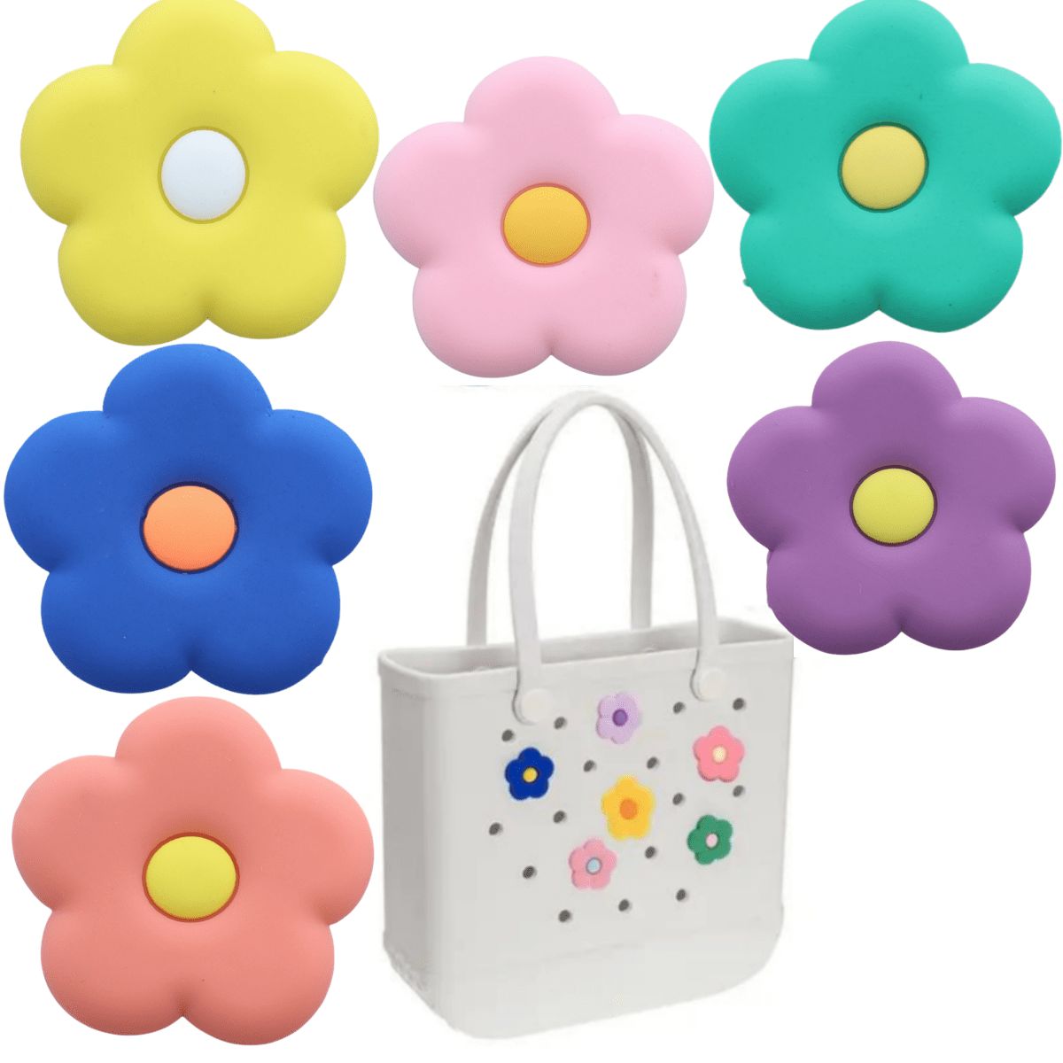 6 Pcs Cartoon Flower Charms Inserts For Bag, Silicone Lightweight Accessories Decorations For Bag... | SHEIN