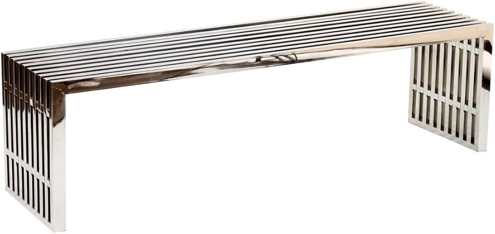 Gridiron Silver Large Stainless Steel Bench by Modway | Amazon (US)