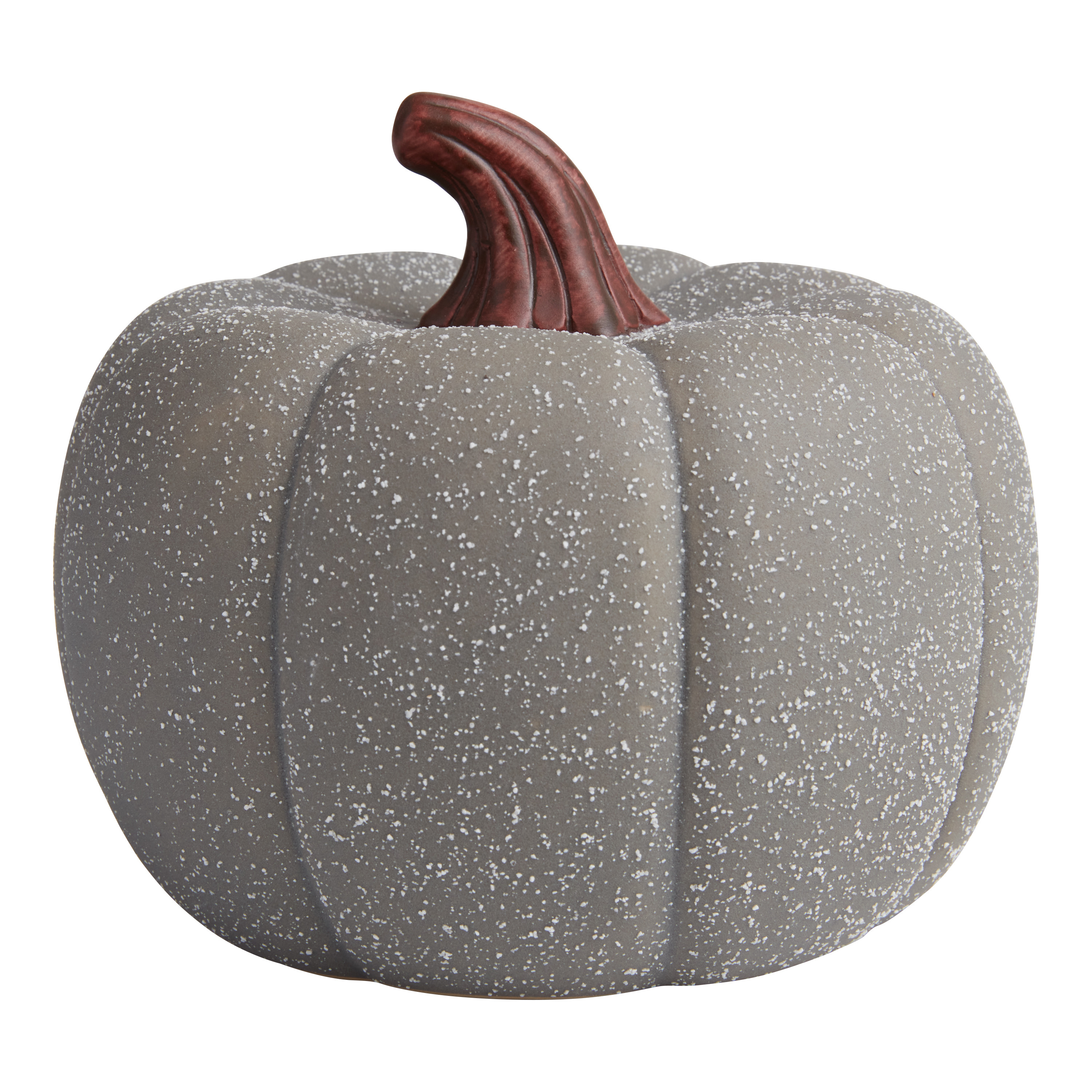 Medium Gray Speckled Ceramic Pumpkin Décor | World Market