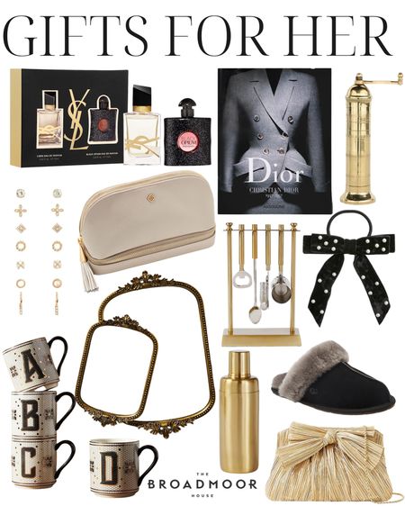 Gifts for her, gift guide, gold, perfume, cosmetic bag, designer coffee table book, hair bow, kitchen, personalized gift, Christmas gift, Ugg slippers, loeffler Randall, cocktail shaker, gold accessories, gold jewelry, earrings, stud earrings, coffee mug

#LTKSeasonal #LTKHoliday #LTKGiftGuide