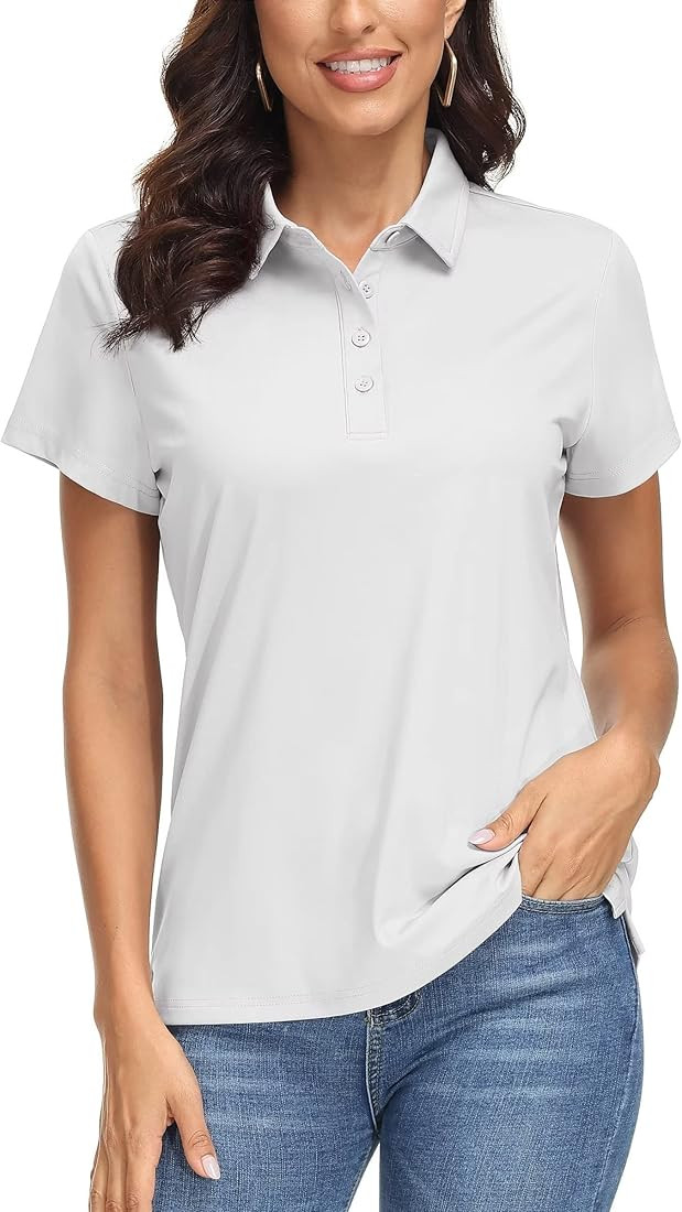 MAGCOMSEN Women's Polo Shirts UPF 50+ Sun Protection 4 Buttons Casual Work Quick Dry Short Sleeve... | Amazon (US)