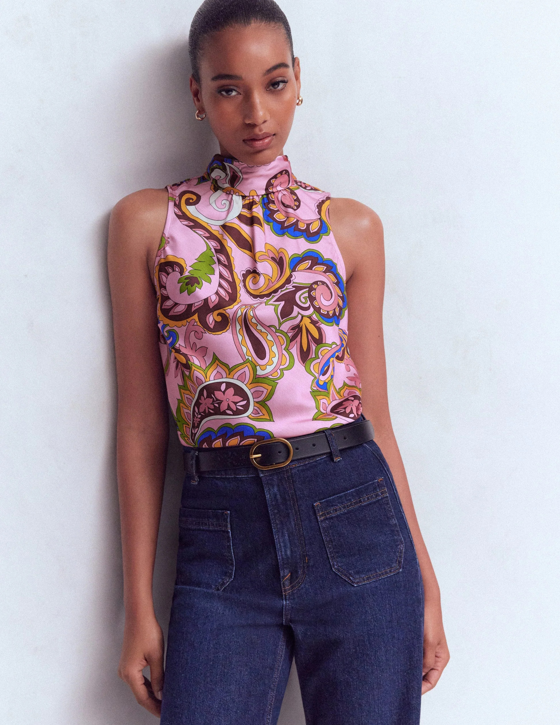 Satin Halterneck Top-Paisley Print | Boden (US)