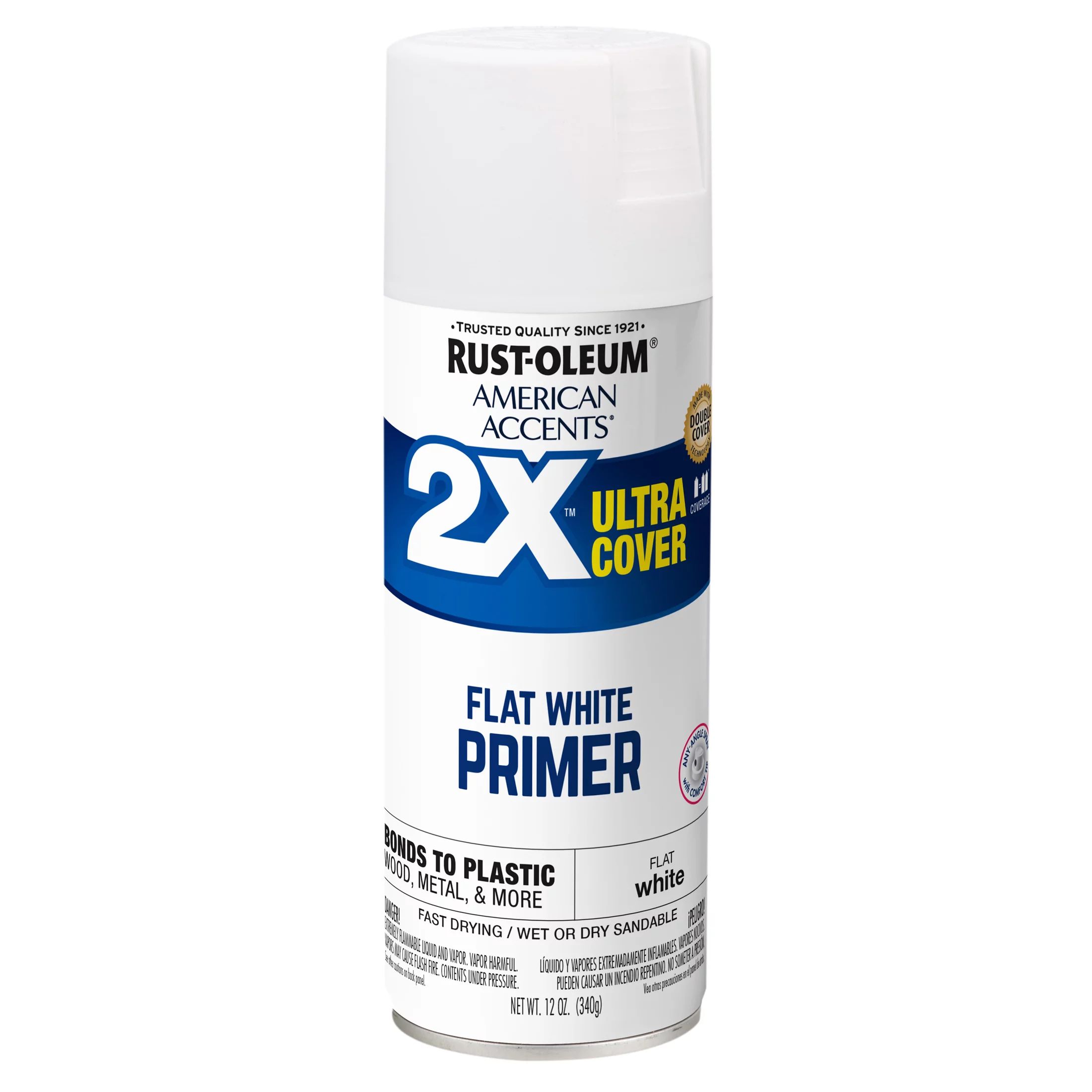 White Primer, Rust-Oleum American Accents 2X Ultra Cover Flat Spray Paint- 12 oz - Walmart.com | Walmart (US)