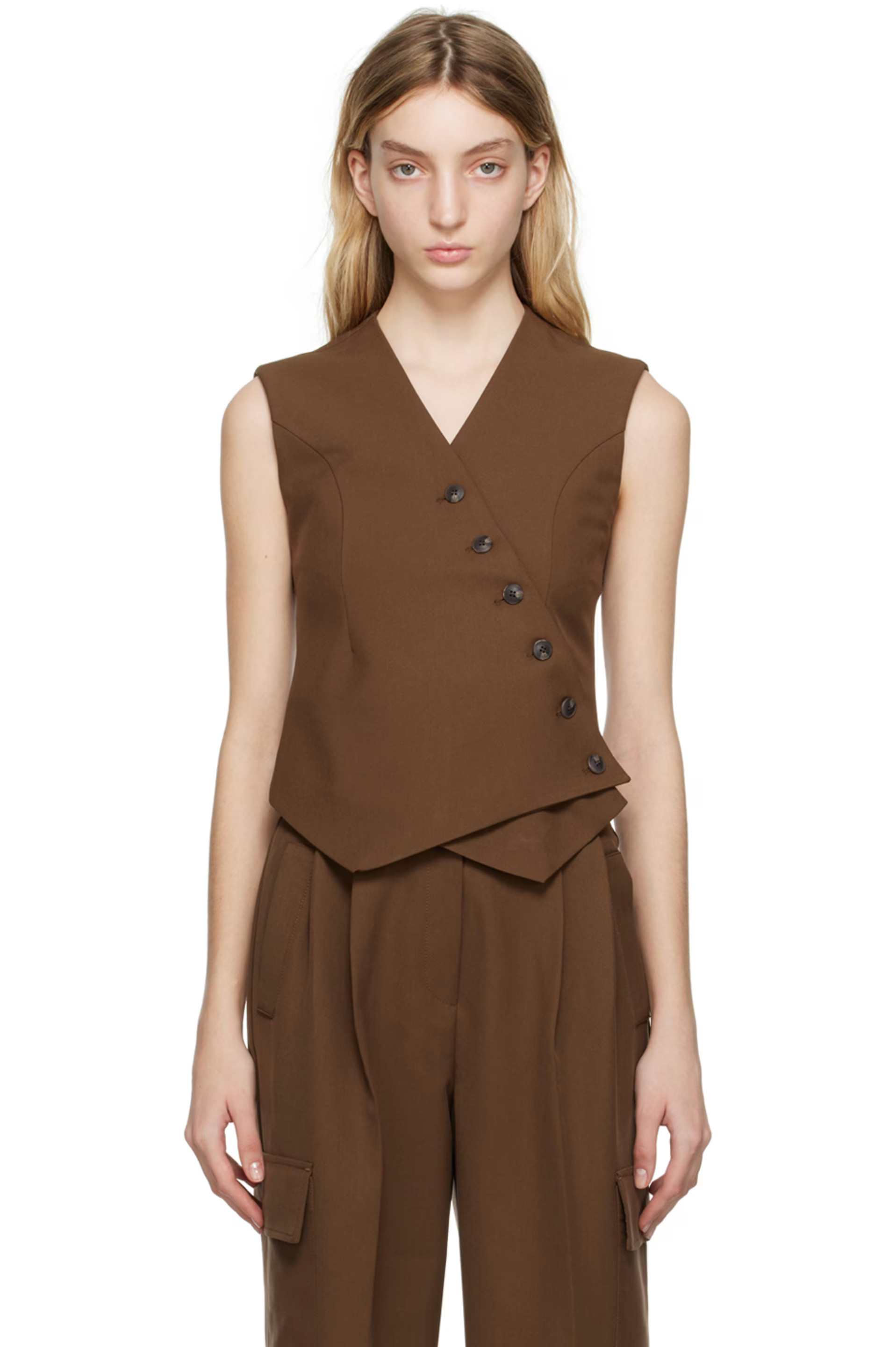 The Frankie Shop - Brown Maesa Vest | SSENSE