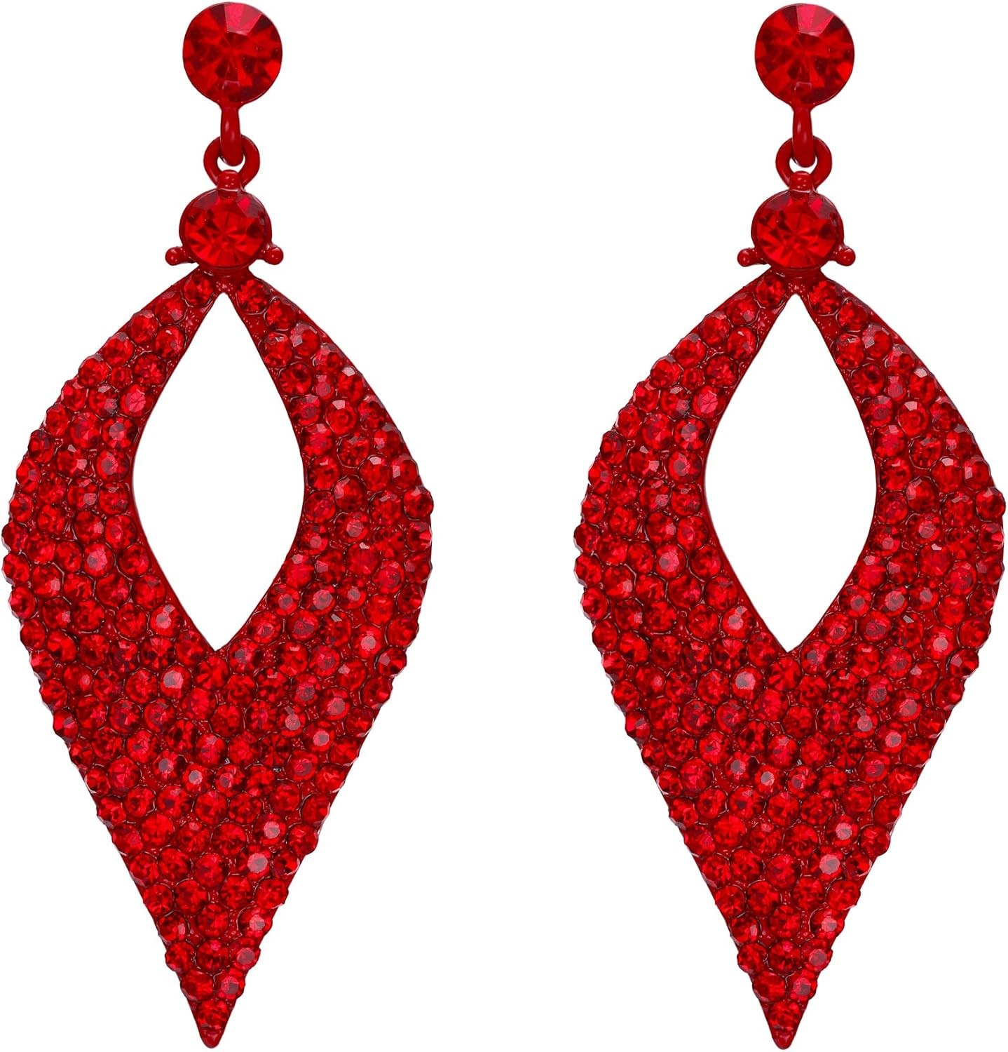 BriLove Women's Bohemian Boho Crystal Hollow Leaf Chandelier Dangle Earrings | Amazon (US)