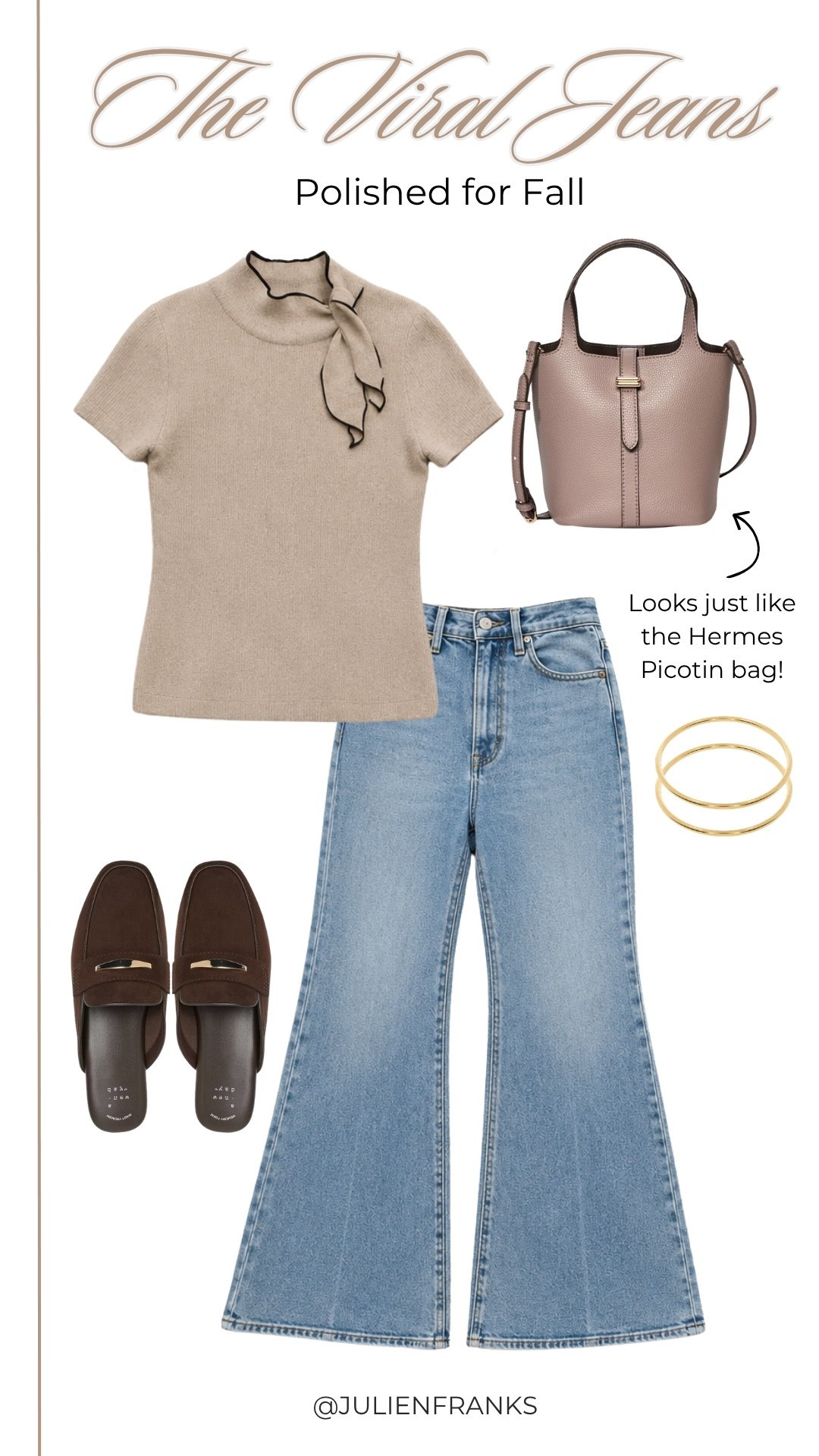 Styling the viral jeans for early fall 🤎 Love them paired with neutral staples + the cutest accessories for an easy elevated look!