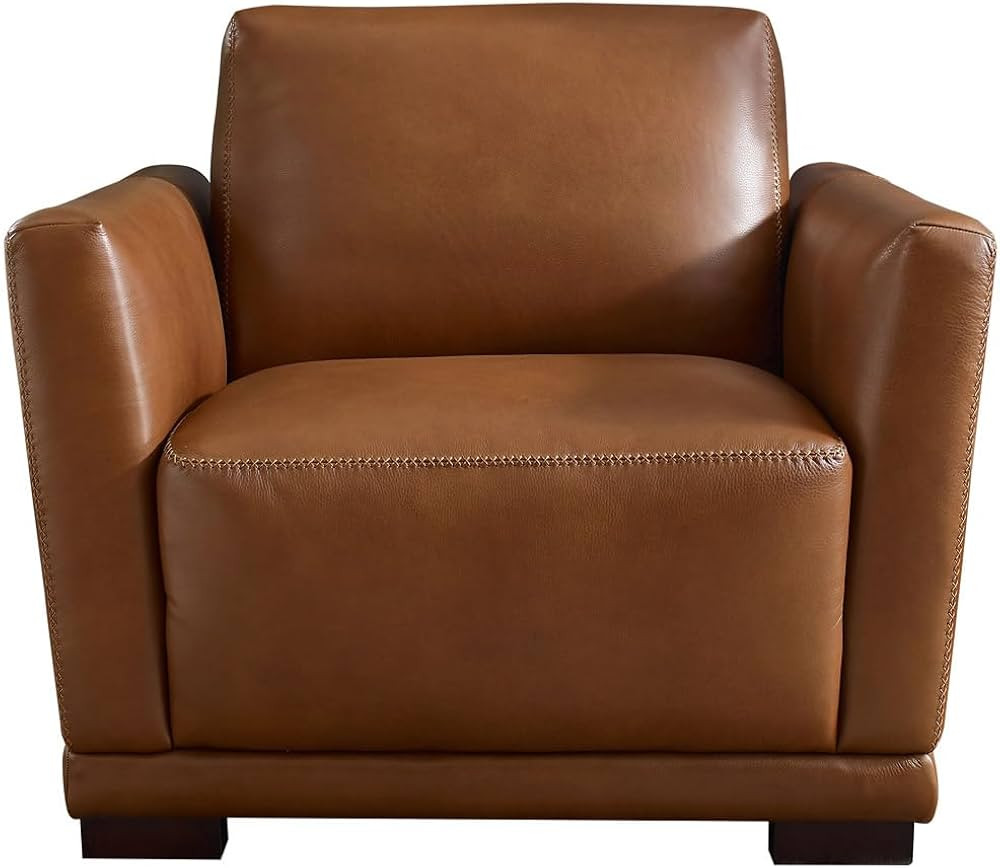 Hydeline Mary Top Grain Leather Chair, Cinnamon Brown | Amazon (US)