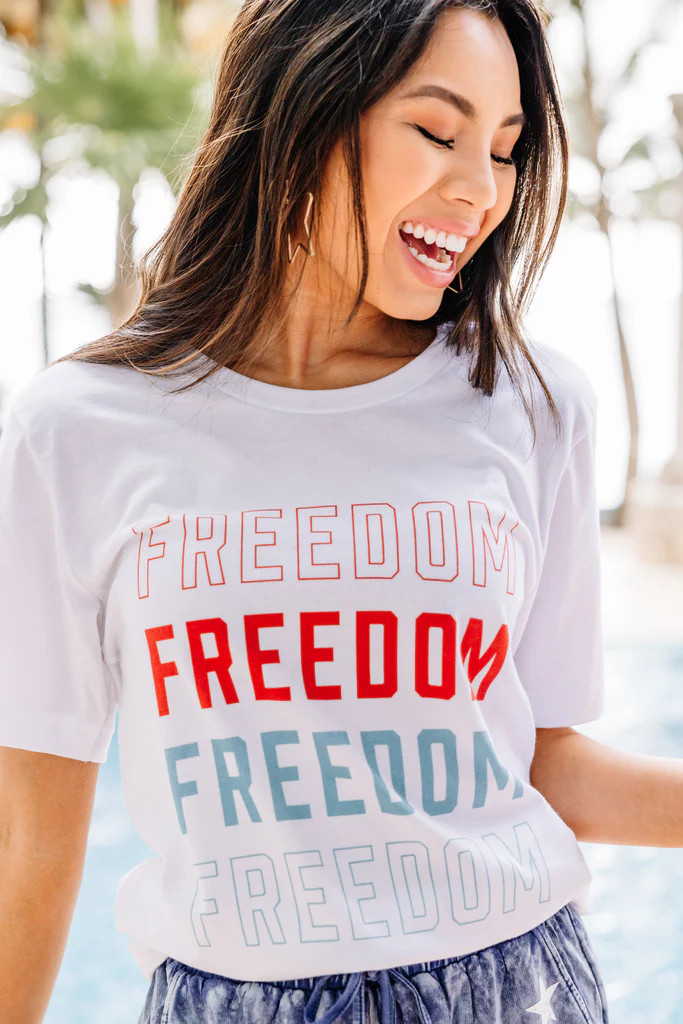 Freedom White Graphic Tee | The Mint Julep Boutique