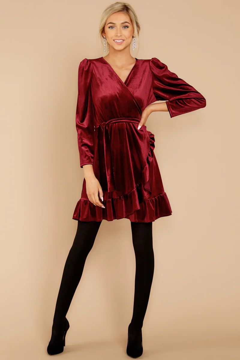 Feel For Fashion Burgundy Velvet Dress | Red Dress 
