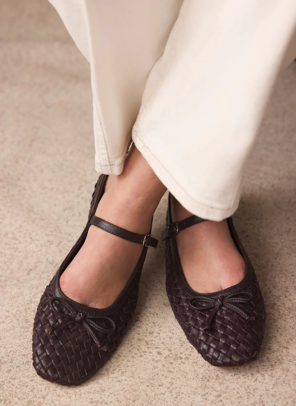 Charley Burgundy Leather Woven Pumps | Mint Velvet