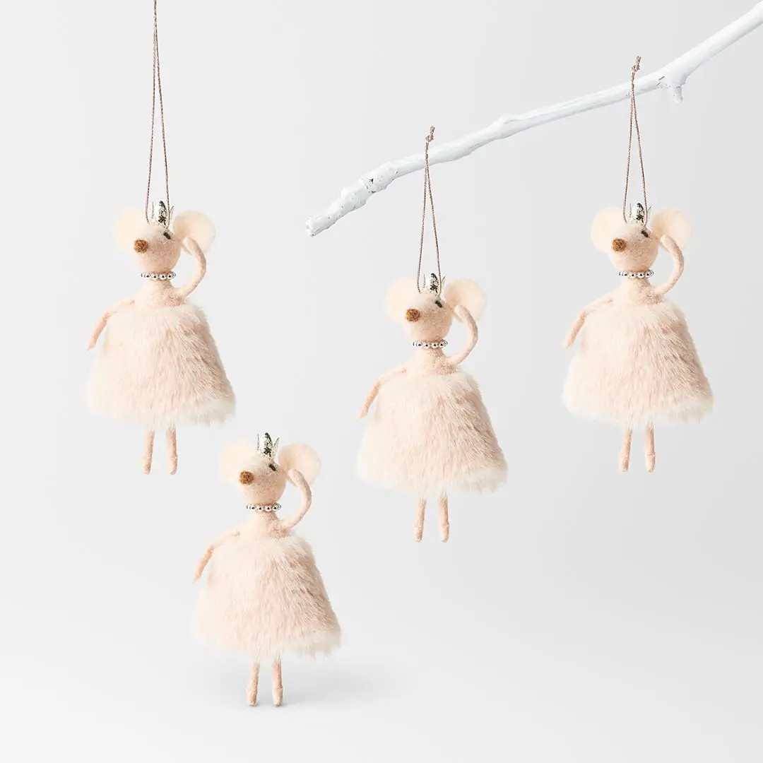 Woollen Mouse In Fur Coat Set Of 4 | Bed Bath N' Table