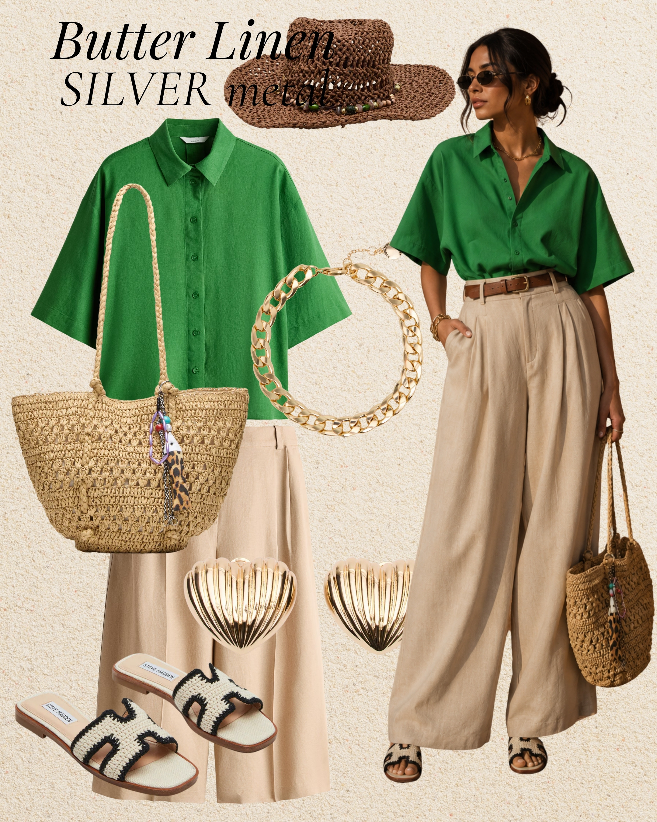 oversized butter/ivory linen shirt + wide-leg linen trousers + straw tote + gold hoops. Breezy clean-girl; tuck + belt for waist
#quietluxury #ootd #linenoutfit #LTKstyletip #LTKfindsunder100

#LTKU #LTKdayinmylife #LTKootd #LTKBeauty