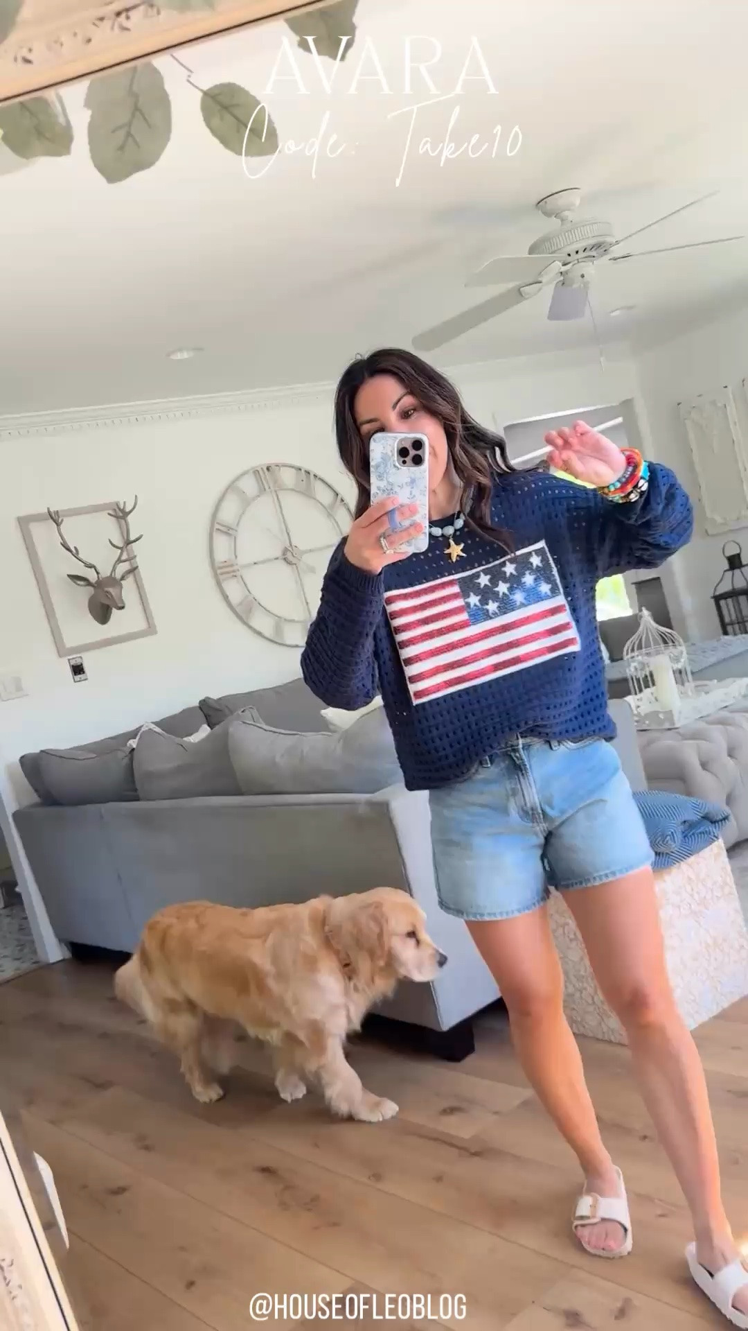 Code TAKE10. Small flag sweater. Small denim shorts.

#LTKOver40 #LTKPetite #LTKSaleAlert
