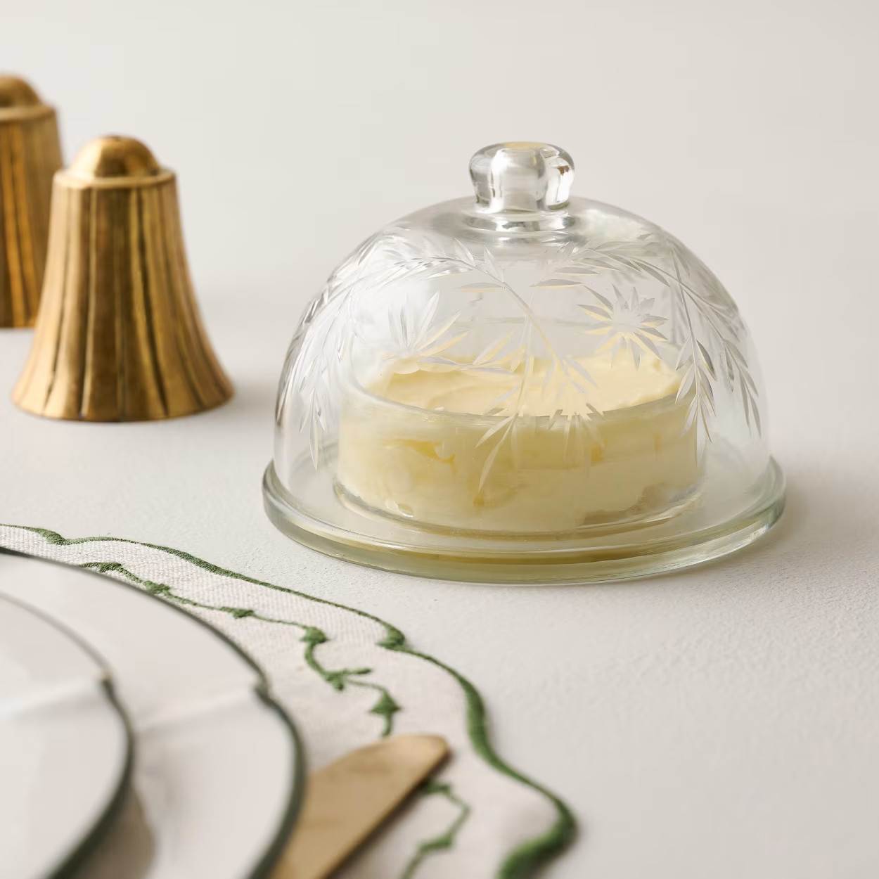 Vivian Cut Glass Butter Dish | Magnolia