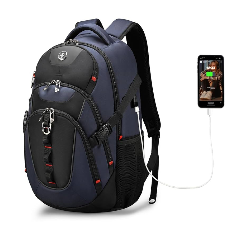 Swissdigital Design Laptop Backpack with USB Charging Port, Travel Backpack Fits 15.6 inches Comp... | Amazon (US)