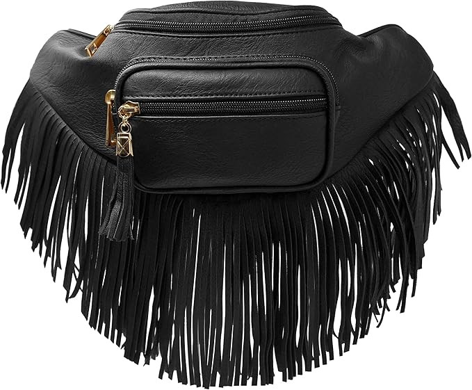 Solene Fringe purse Fanny Pack for women fashion waist packs with Multi Zipper Pockets Enjoy for ... | Amazon (US)