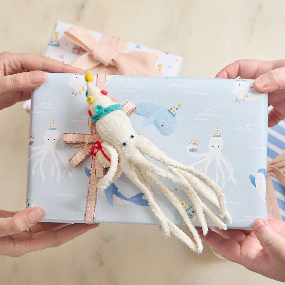 Let's Birthday Party Octopus, Hand Felted Ocean Animal Ornament, Handmade Festive Charm | Etsy (US)