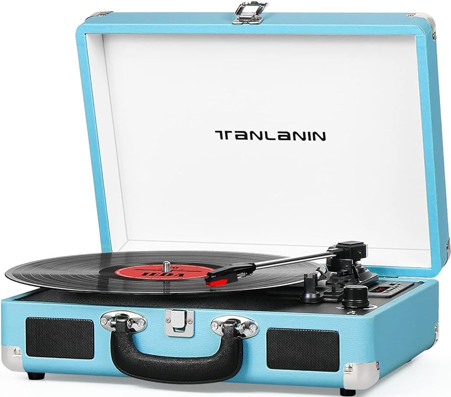 Vinyl Record Player Vintage 3-Speed Bluetooth Portable Suitcase Turntables with Built-in Speakers... | Amazon (US)