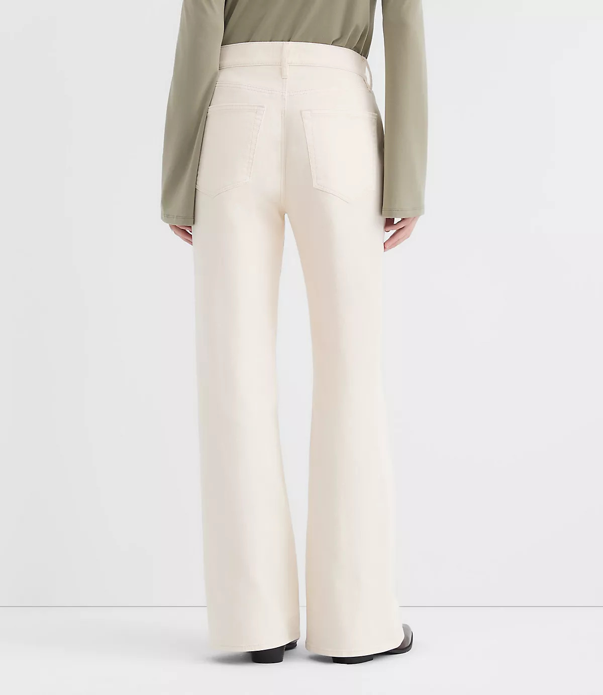 Rivete High Rise Wide Leg Jeans in Ivory | LOFT