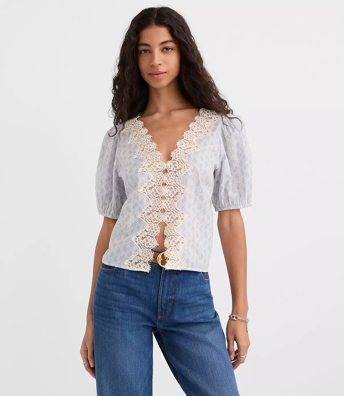 Paisley Eyelash Lace Blouse | LOFT